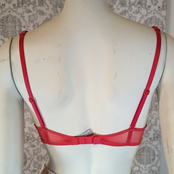 Victoria's Secret Red & Pink underlayer Lace Plunge Bra 34B - Picture 6 of 7